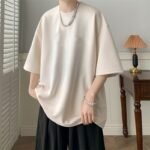 2024 men's suede solid color t-shirt short-sleeved summer American retro trendy brand loose half-sleeved casual body shirt