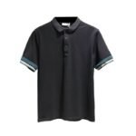 2024 European and American lapel polo shirt men's summer new light business solid color T-shirt